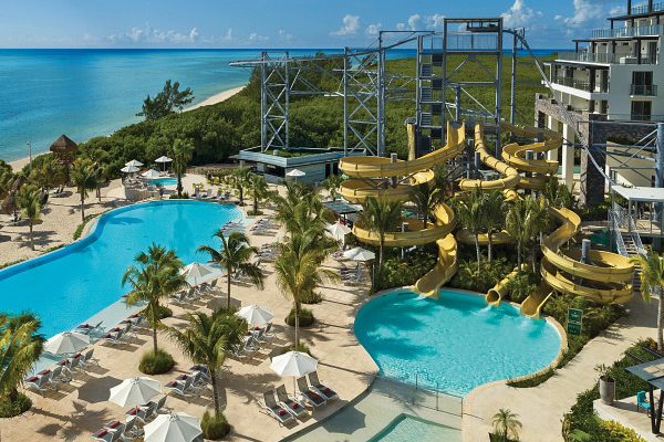 Panoramic view of water park & roll glider
